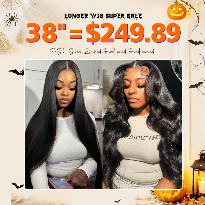 [ 70% OFF - No Code Needed] Long 38= $249.89 Straight/Body Wave Lace Front Human Hair Wig 150% Density