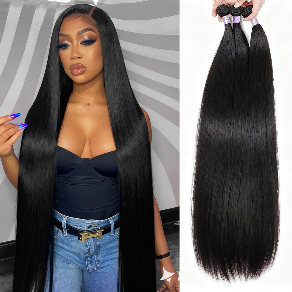 Super Long & Silky Straight Bundles 30-38 Inch Human Hair Weave for Woman - AlloveHair
