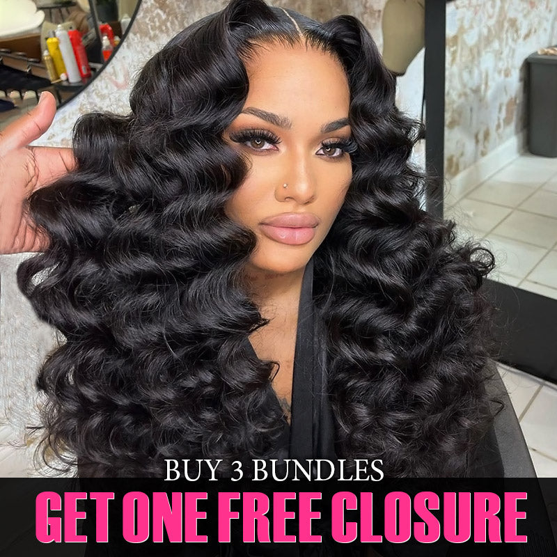 Allove Hair Buy 3 Bundles Loose Wave Hair Get 1 Free Lace Closure - AlloveHair