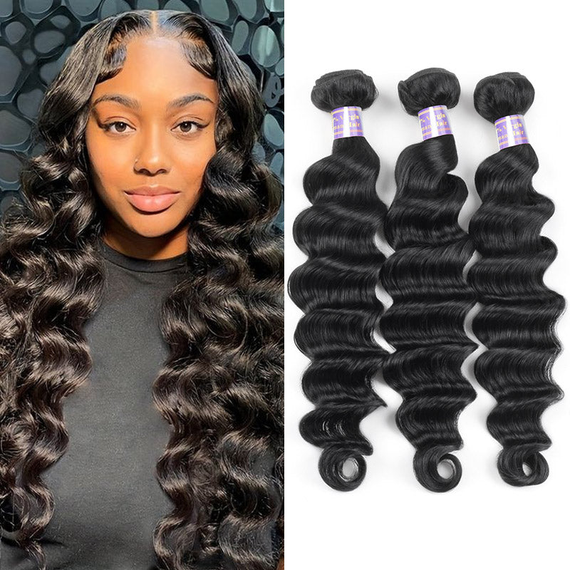 Allove Hair Indian Loose Deep Wave 3 Bundles Virgin Hair
