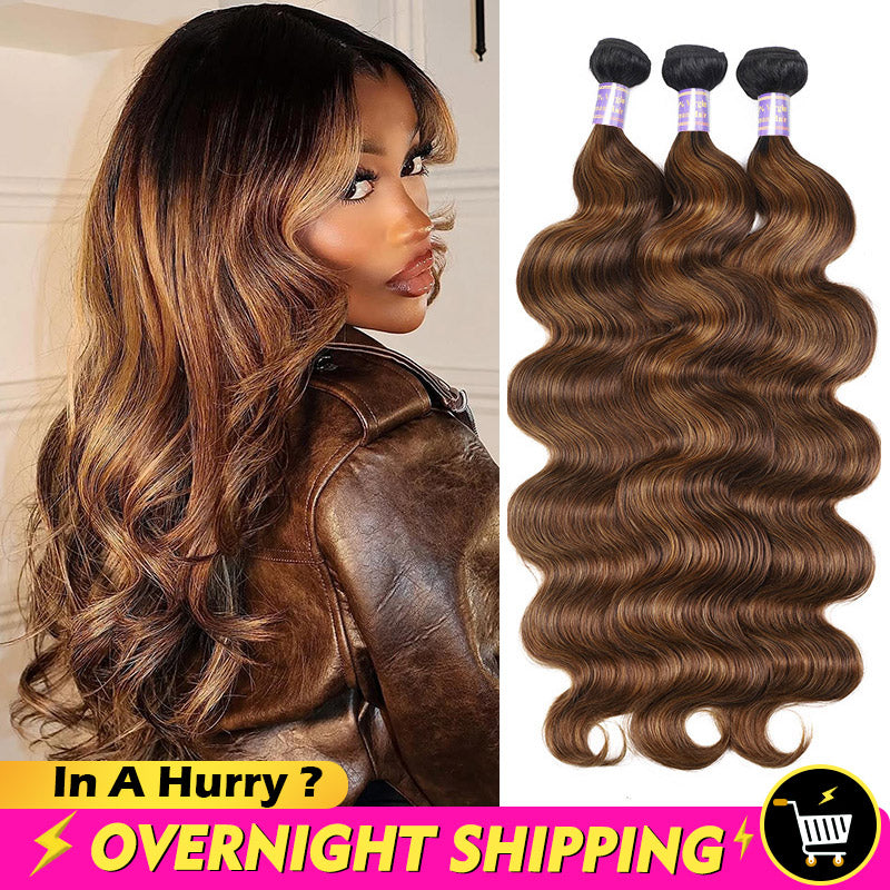 Overnight Shipping Allove Hair #FB30 Brown Balayage Highlight Body Wave Human Hair Weave Bundles - AlloveHair
