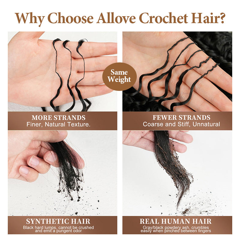 Water Wave Feather Hair for Boho Braids Lightweight Pre Separated Crochet Hair- AlloveHair
