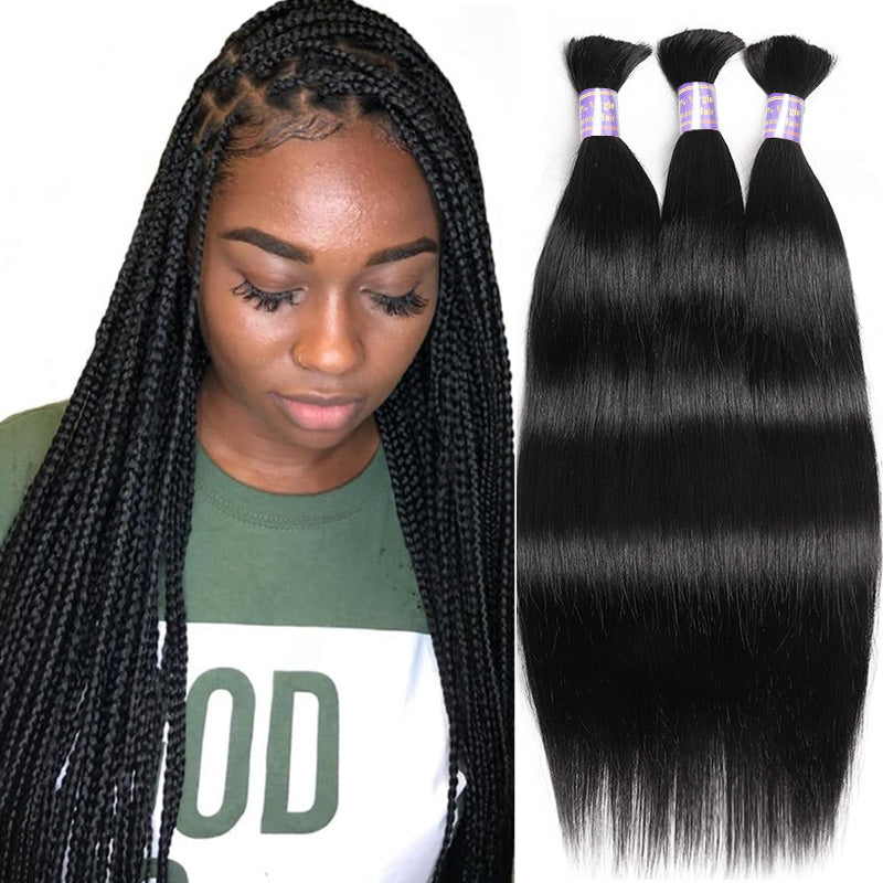 Allove 30Inch Straight Human Hair Bulk for Braiding 100% Unprocessed Virgin Hair Tangle-Free Weaving Bundles