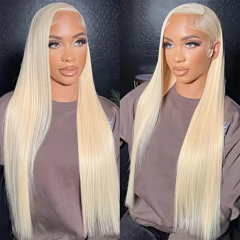 613 Blonde Straight Human Hair 3 Bundles with HD Transparent 13*4 Lace Frontal - AlloveHair