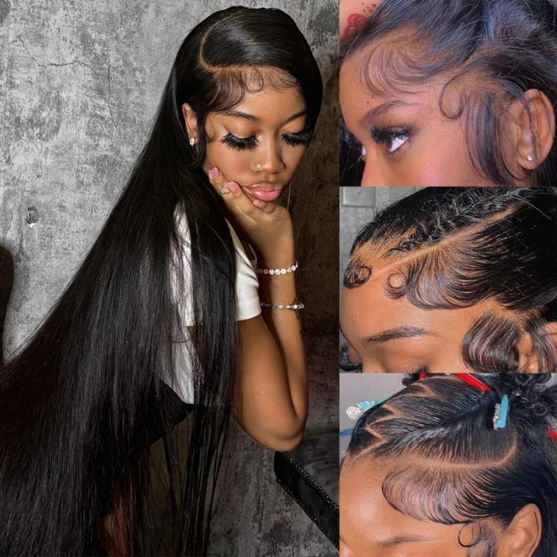 250% Density 32 Inch Long Straight Human Hair Wig 13x6 HD Lace Front Wigs Affordable Glueless Wigs - AlloveHair