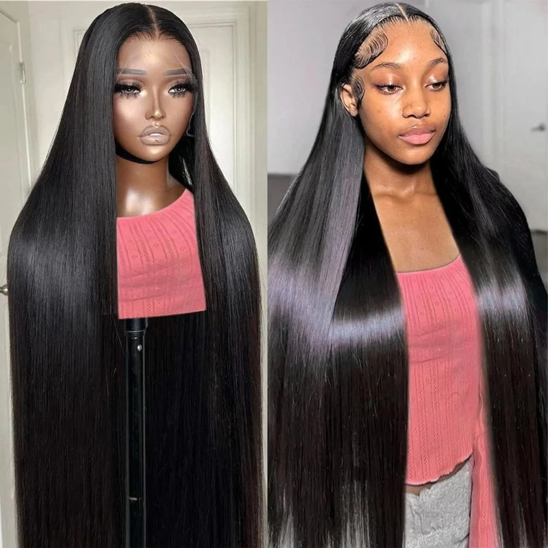 250% Density 32 Inch Long Straight Human Hair Wig 13x6 HD Lace Front Wigs Affordable Glueless Wigs - AlloveHair