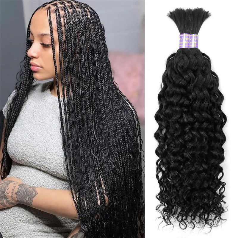 Allove Hair Water Wave Bulk Human Hair For Braiding No Weft Wet And Wavy Human Braiding Hair For Boho Braids - AlloveHair