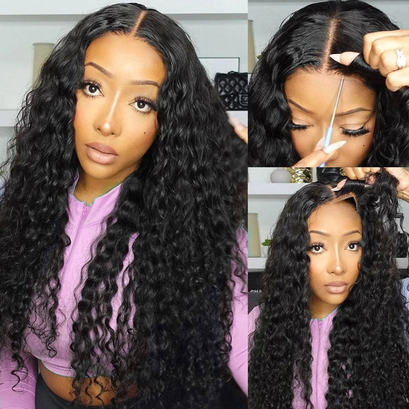 Bleached Knots Ready To Wear Wig | 5x5 HD Lace Front Wig Water Wave Human Hair Glueless Wig - AlloveHair
