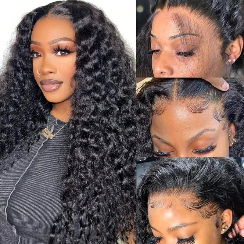 250% Density Water Wave 13x6 Full Lace Frontal Wig Pre-Everything Glueless Wig 30 Inch - AlloveHair