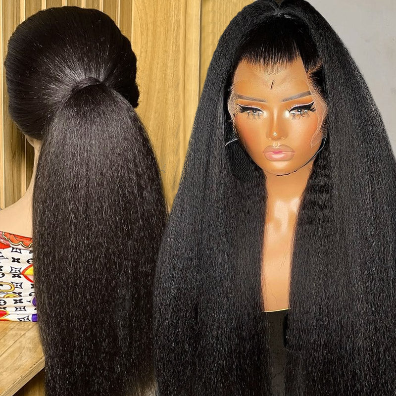 【THIN LACE】13x4 Undetectable Lace Front Wigs Yaki Straight 100% Glueless Human Virgin Hair - AlloveHair