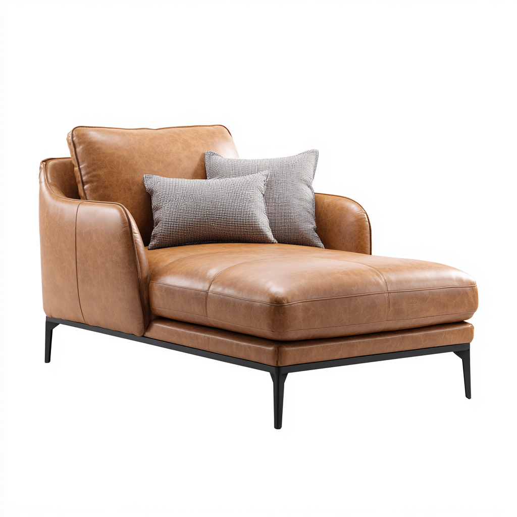 Chaise longue in pelle 158x80x84 cm - Marrone - Design moderno per soggiorno-Lilaihaus