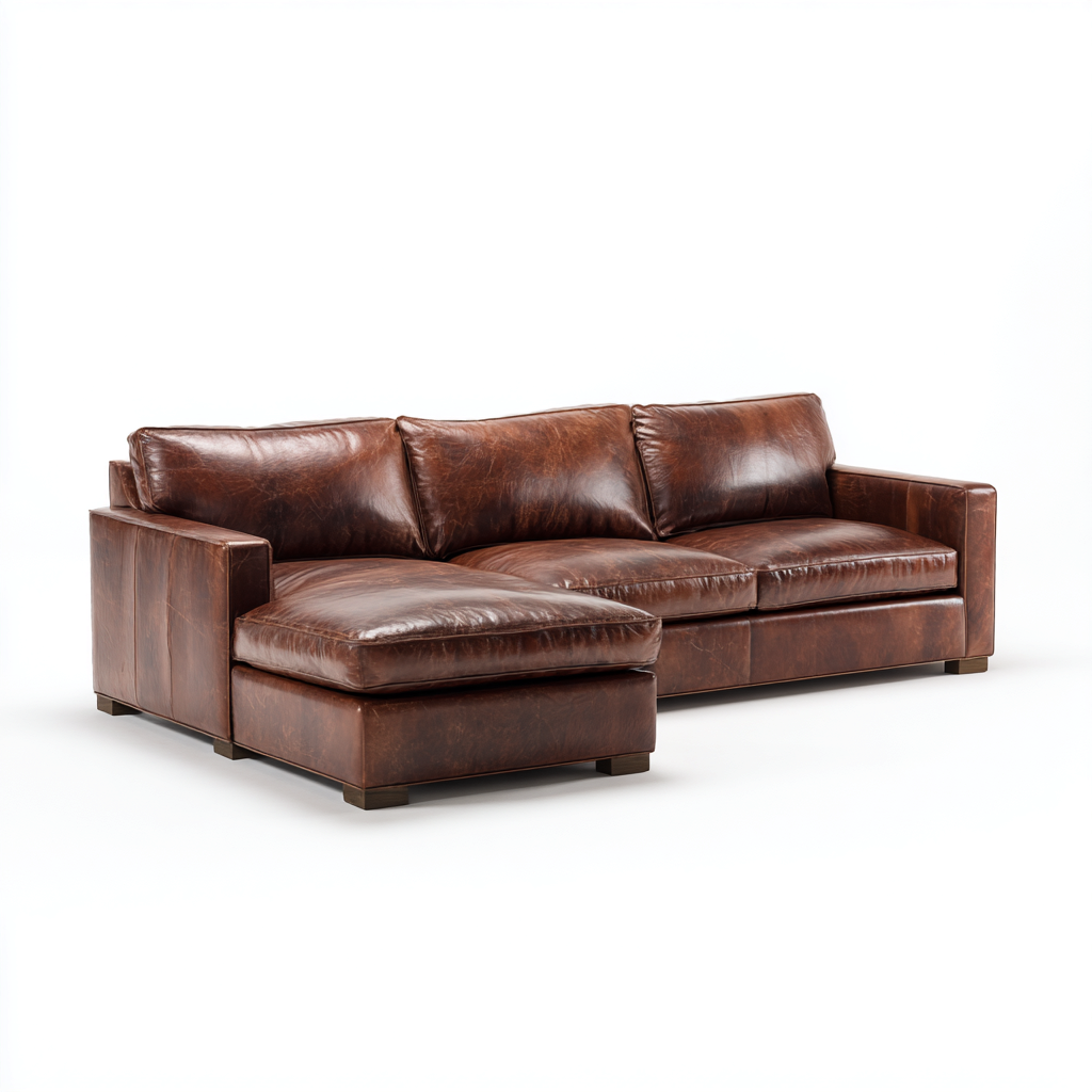 Divano angolare in pelle 280x170x85 cm - Marrone - Design moderno per soggiorno-Lilaihaus