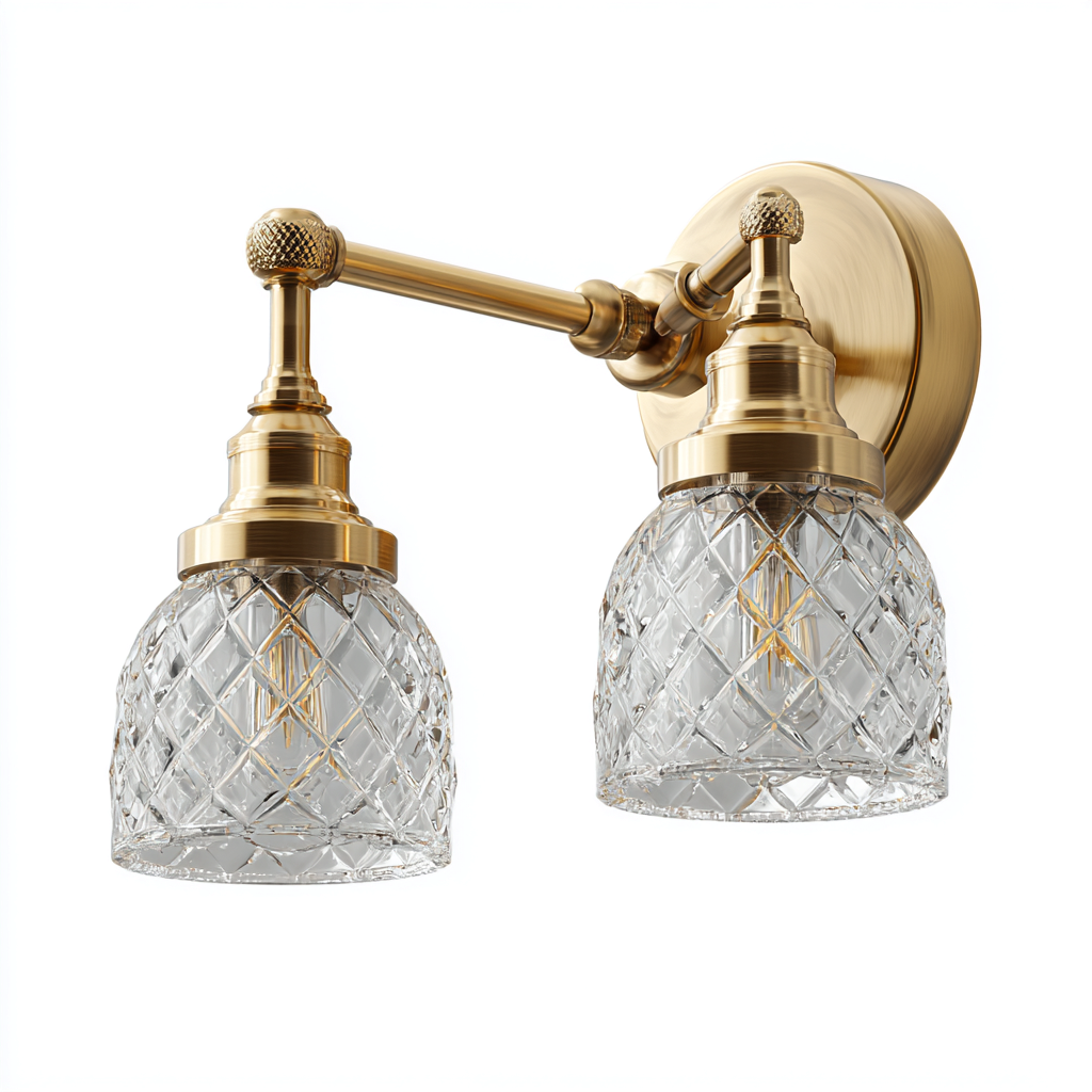 Applique da parete in metallo e vetro 34x20x28 cm - oro - illuminazione da interno stile classico-Lilaihaus