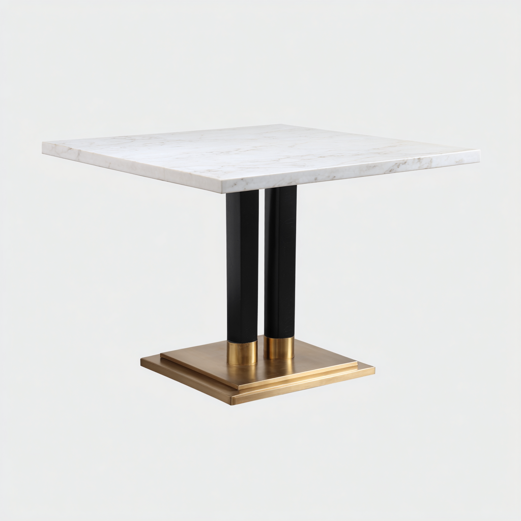 Tavolo da pranzo in marmo e metallo 80x80x75 cm - bianco - nero - oro - design moderno per sala da pranzo-Lilaihaus