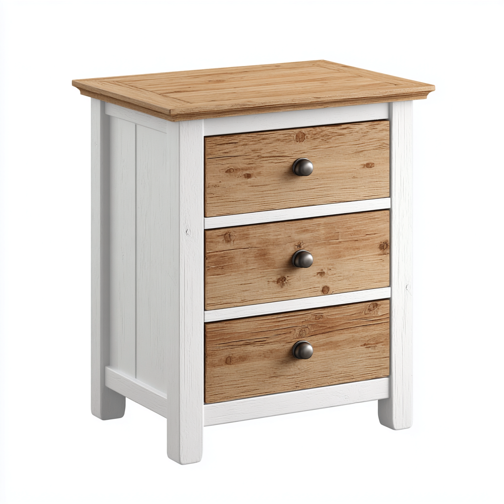 Comodino in legno 45x40x60 cm - bianco - pino - adatto alla camera da letto - design classico-Lilaihaus