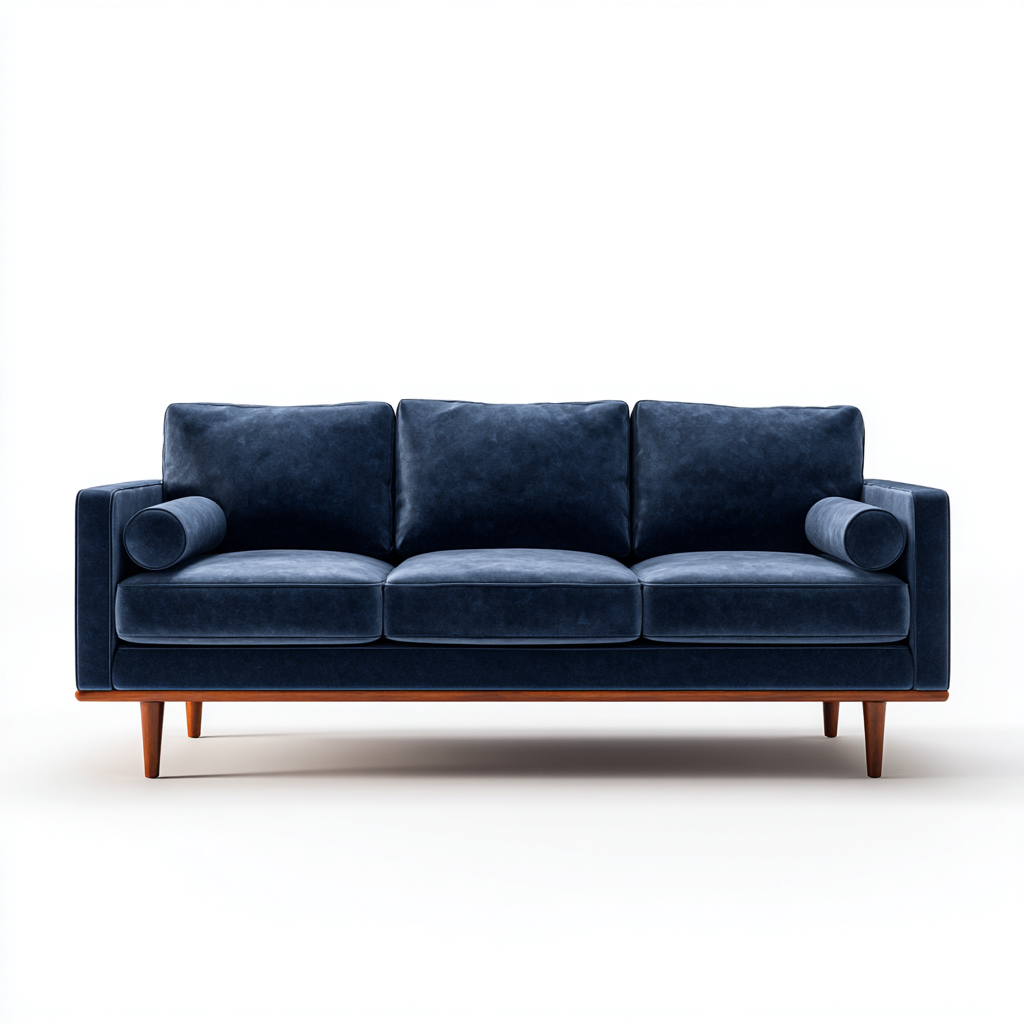 Divano a 3 posti in velluto 230x92x82 cm - blu navy - stile moderno per soggiorno-Lilaihaus
