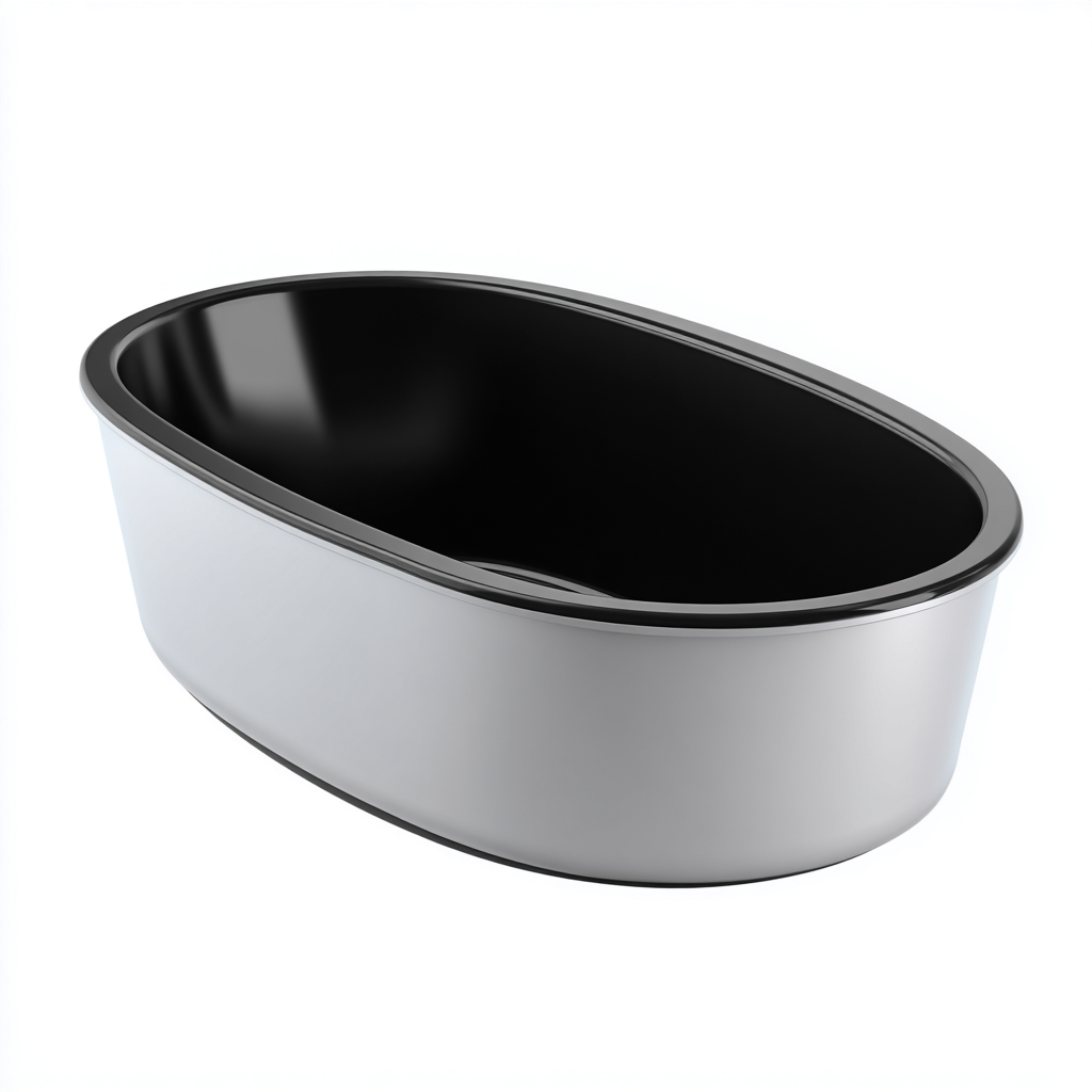 Vasca da bagno freestanding in acrilico 150x72x58 cm - argento - nero - design moderno per bagno-Lilaihaus