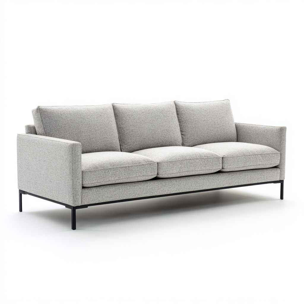 Divano a 3 posti in tessuto 235x92x85 cm - grigio chiaro - stile moderno per soggiorno-Lilaihaus