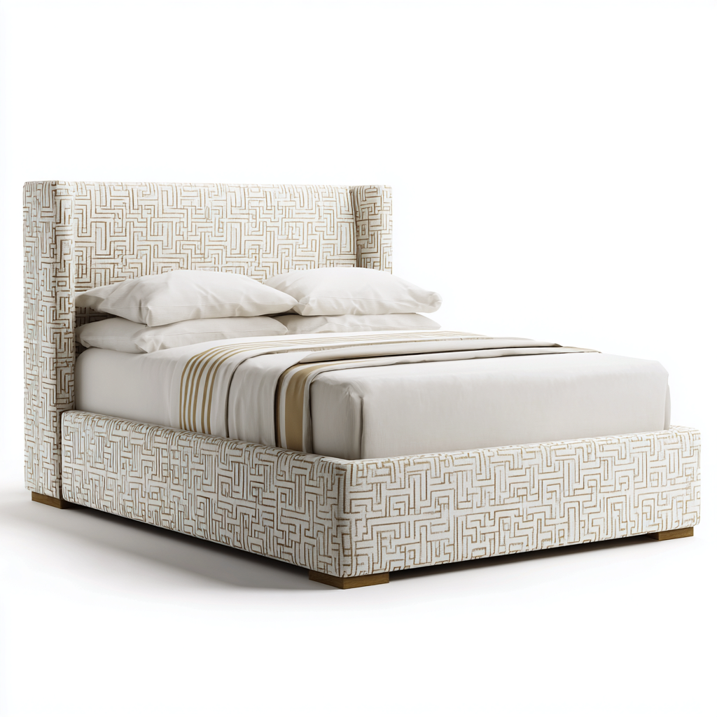 Letto matrimoniale imbottito in tessuto per camera da letto 200x180x115 cm - beige - design elegante-Lilaihaus