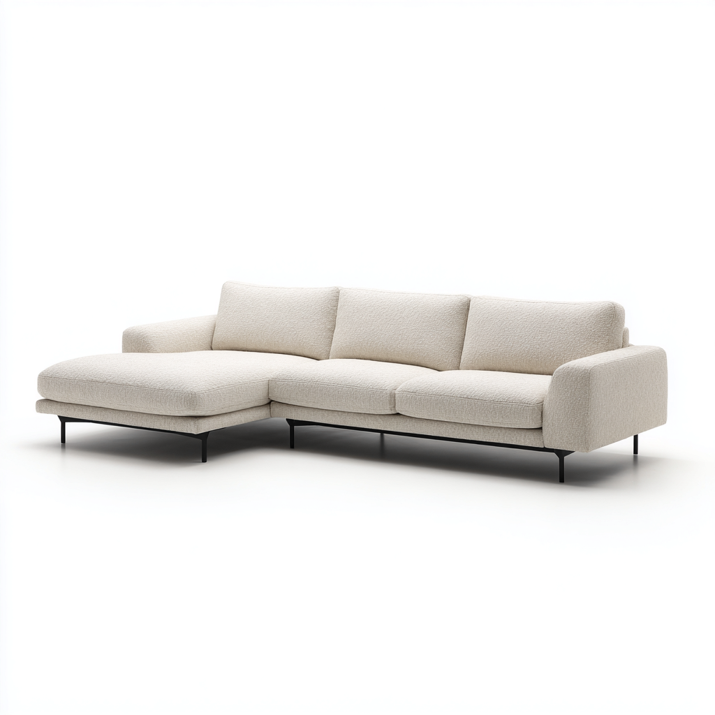 Divano angolare in tessuto 285x170x82 cm - Bianco - Design moderno per soggiorno-Lilaihaus