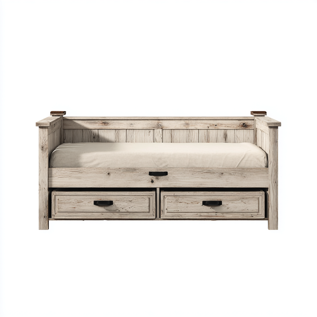Divano letto in legno 200x90x82 cm - bianco - adatto alla camera da letto - con contenitore - design moderno-Lilaihaus
