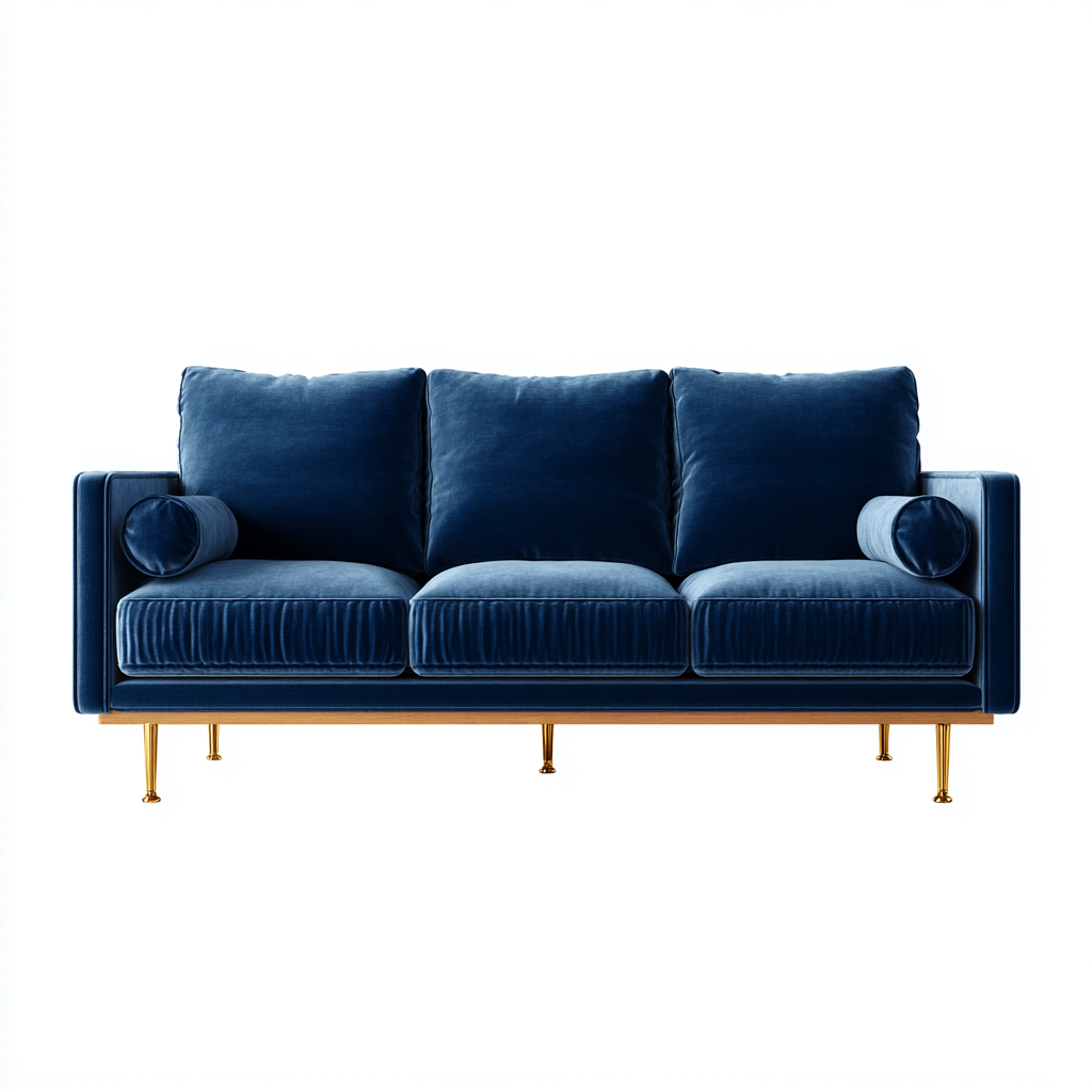 Divano a 3 posti in velluto 230x90x83 cm - blu petrolio - per soggiorno - design moderno-Lilaihaus