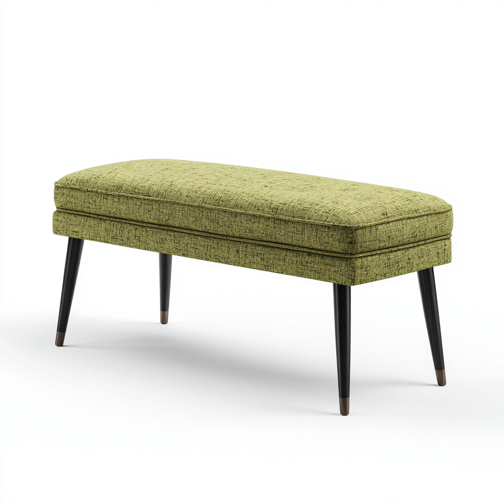 Panca per letto imbottita in tessuto per camera da letto 120x45x45 cm - verde oliva - design moderno-Lilaihaus