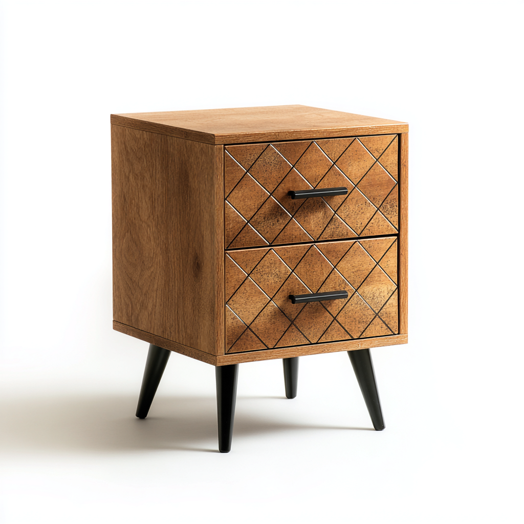 Comodino in legno 45x40x55 cm - marrone - nero - adatto alla camera da letto - design moderno-Lilaihaus