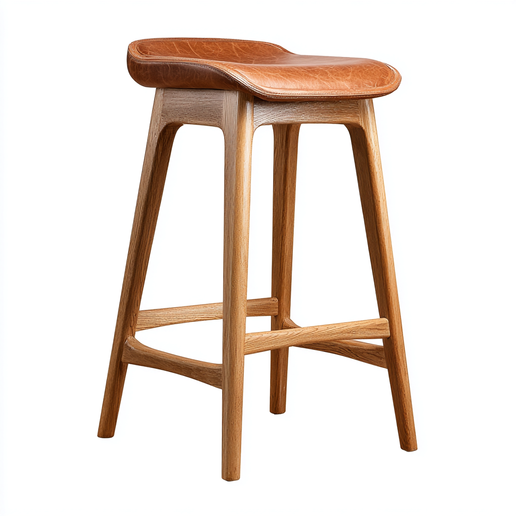 Sgabello da bar in legno con seduta in pelle 42x40x75 cm - marrone - stile moderno - adatto per sala da pranzo-Lilaihaus