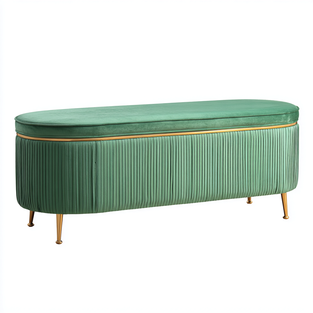 Panca per letto imbottita in velluto per camera da letto 140x45x45 cm - verde - design elegante-Lilaihaus