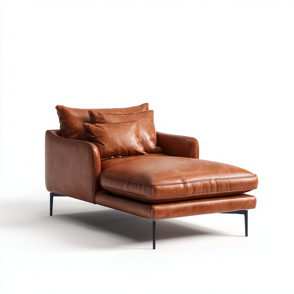 Chaise longue in pelle 160x78x82 cm - Marrone - Design moderno per soggiorno-Lilaihaus