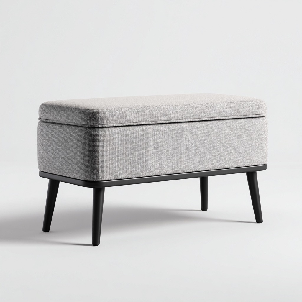 Panca per letto imbottita in tessuto per camera da letto 110x45x45 cm - grigio chiaro - design moderno-Lilaihaus