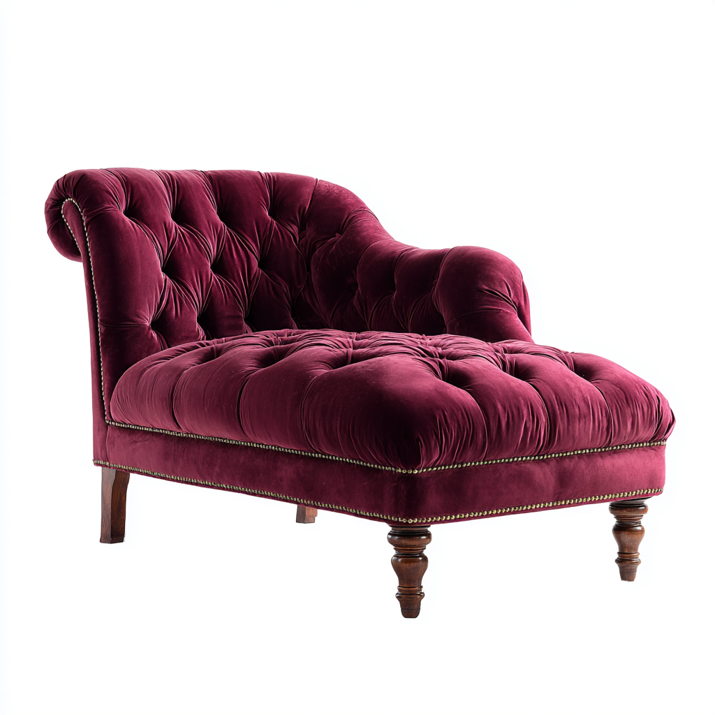 Chaise longue in velluto 168x75x86 cm - Bordeaux - Stile classico per soggiorno-Lilaihaus