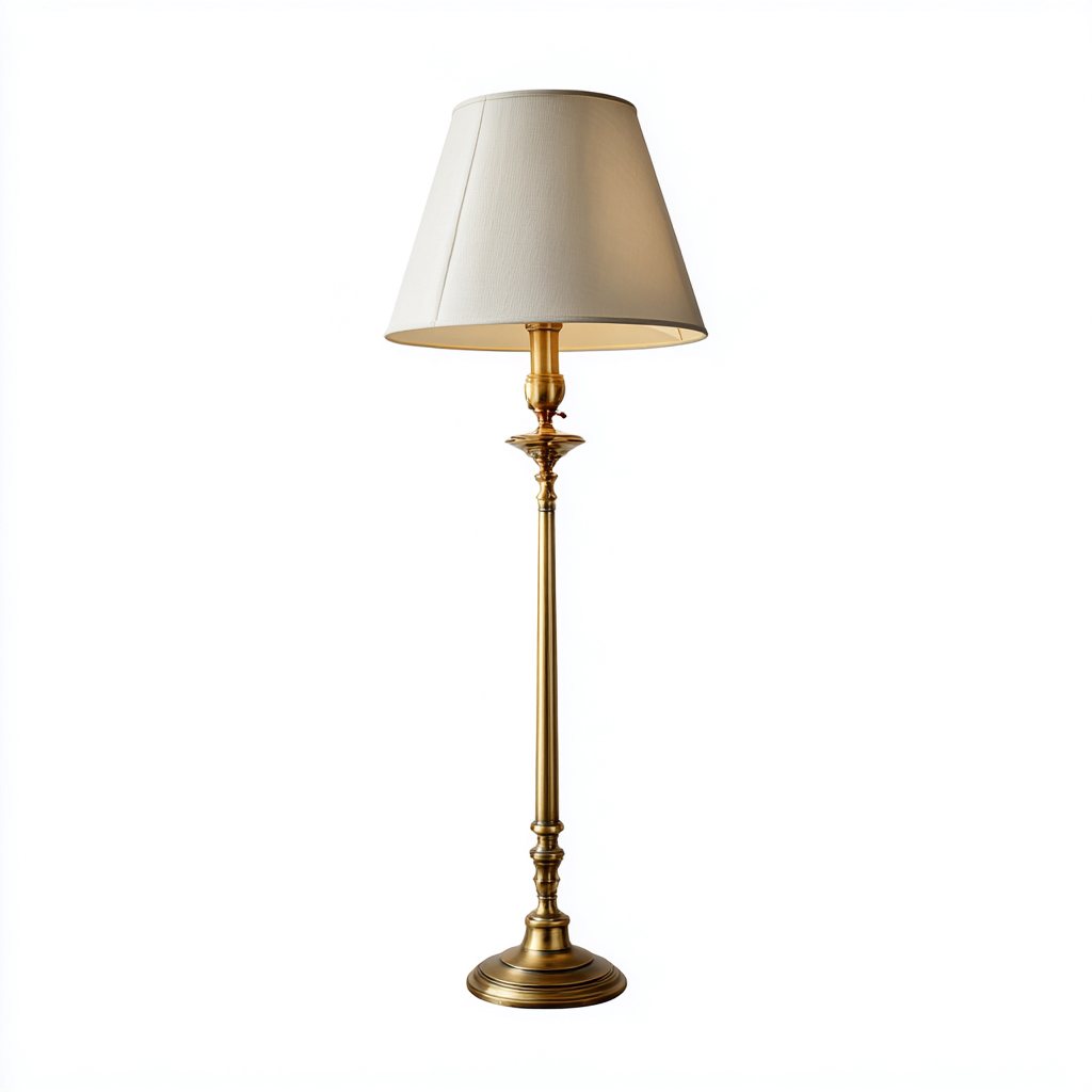 Lampada da terra in metallo e tessuto 40x40x155 cm - ottone - bianco - per soggiorno e camera da letto - stile classico-Lilaihaus
