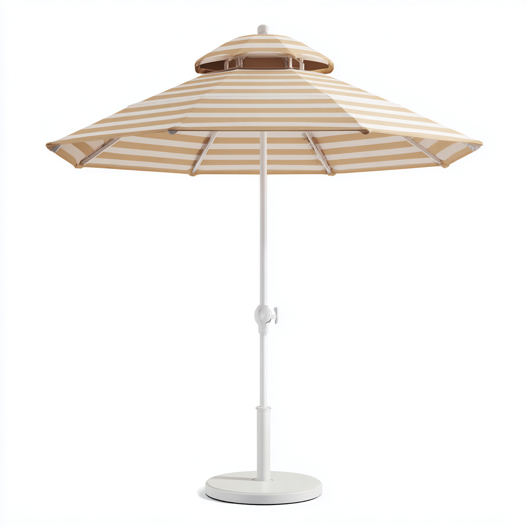 Ombrellone da giardino in tessuto 270x270x248 cm - beige e bianco - stile classico per giardino e terrazza-Lilaihaus