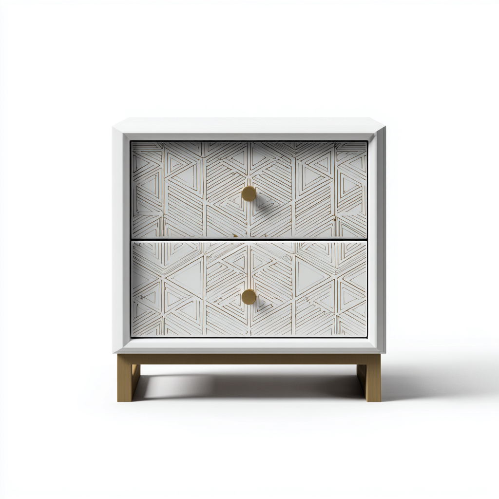 Comodino in legno 45x40x55 cm - bianco - oro - adatto alla camera da letto - design moderno-Lilaihaus