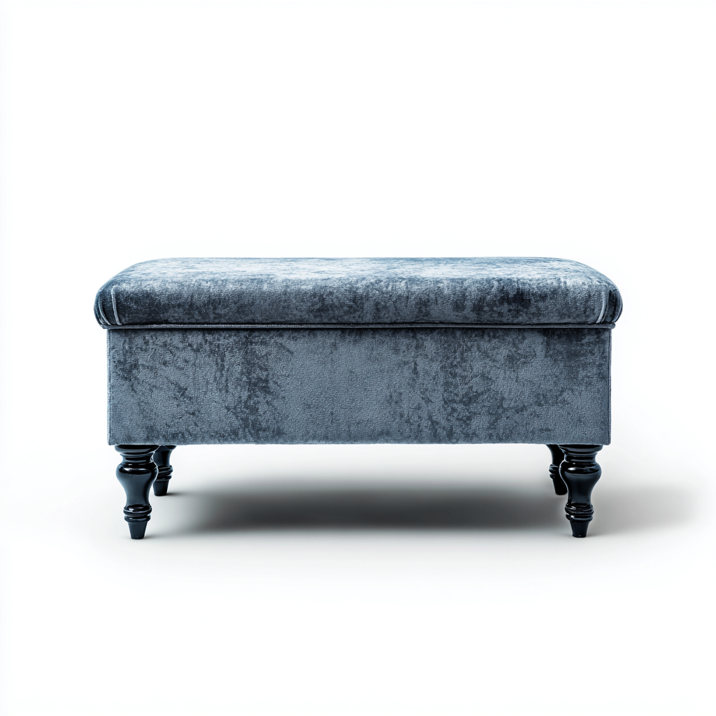 Panca per letto imbottita in velluto per camera da letto 100x40x45 cm - grigio - stile classico-Lilaihaus