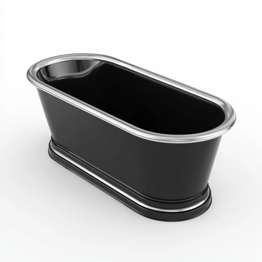 Vasca da bagno freestanding in metallo 169x77x61 cm - nero - argento - design classico per bagno-Lilaihaus