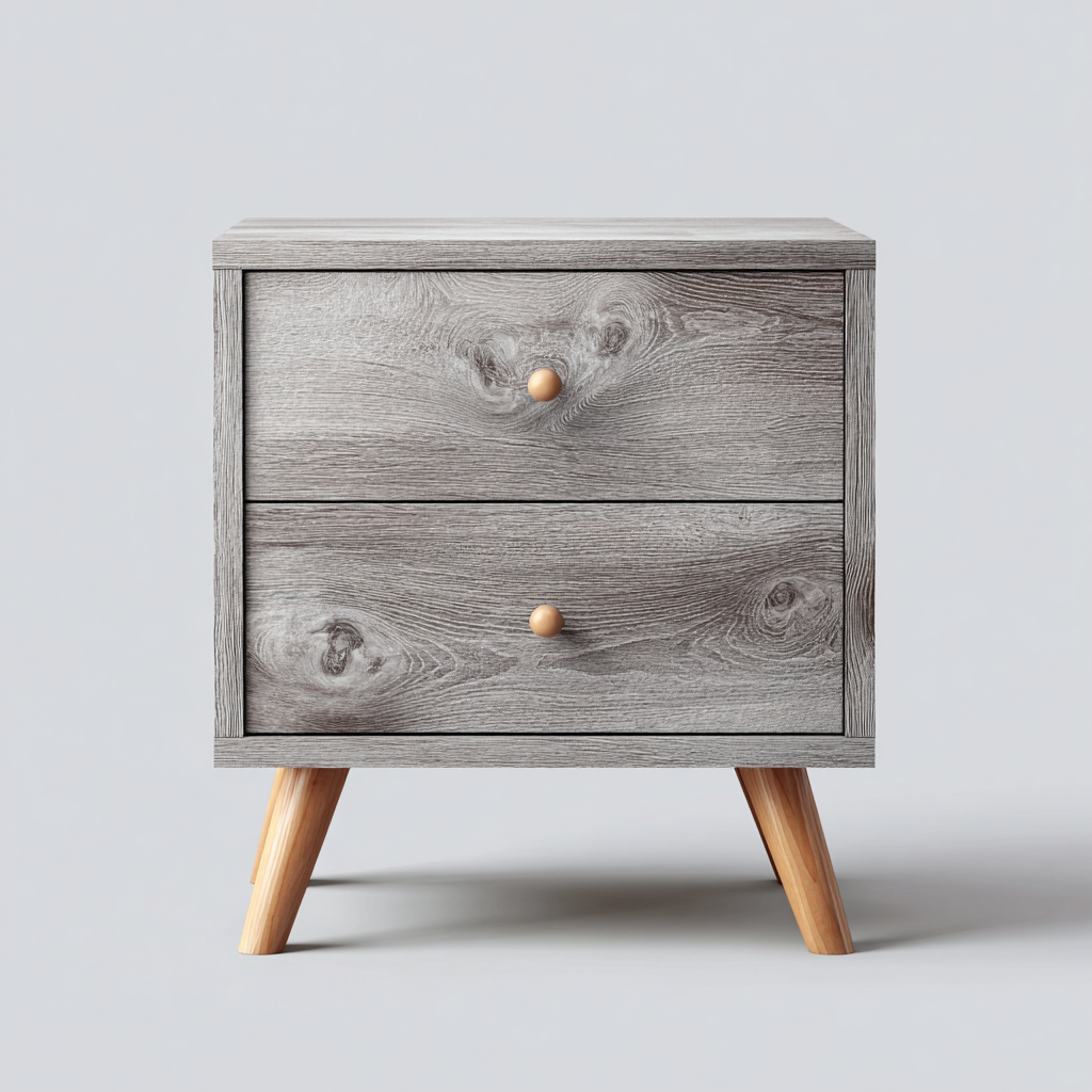 Comodino in legno 45x40x55 cm - grigio - marrone - adatto alla camera da letto - design moderno-Lilaihaus