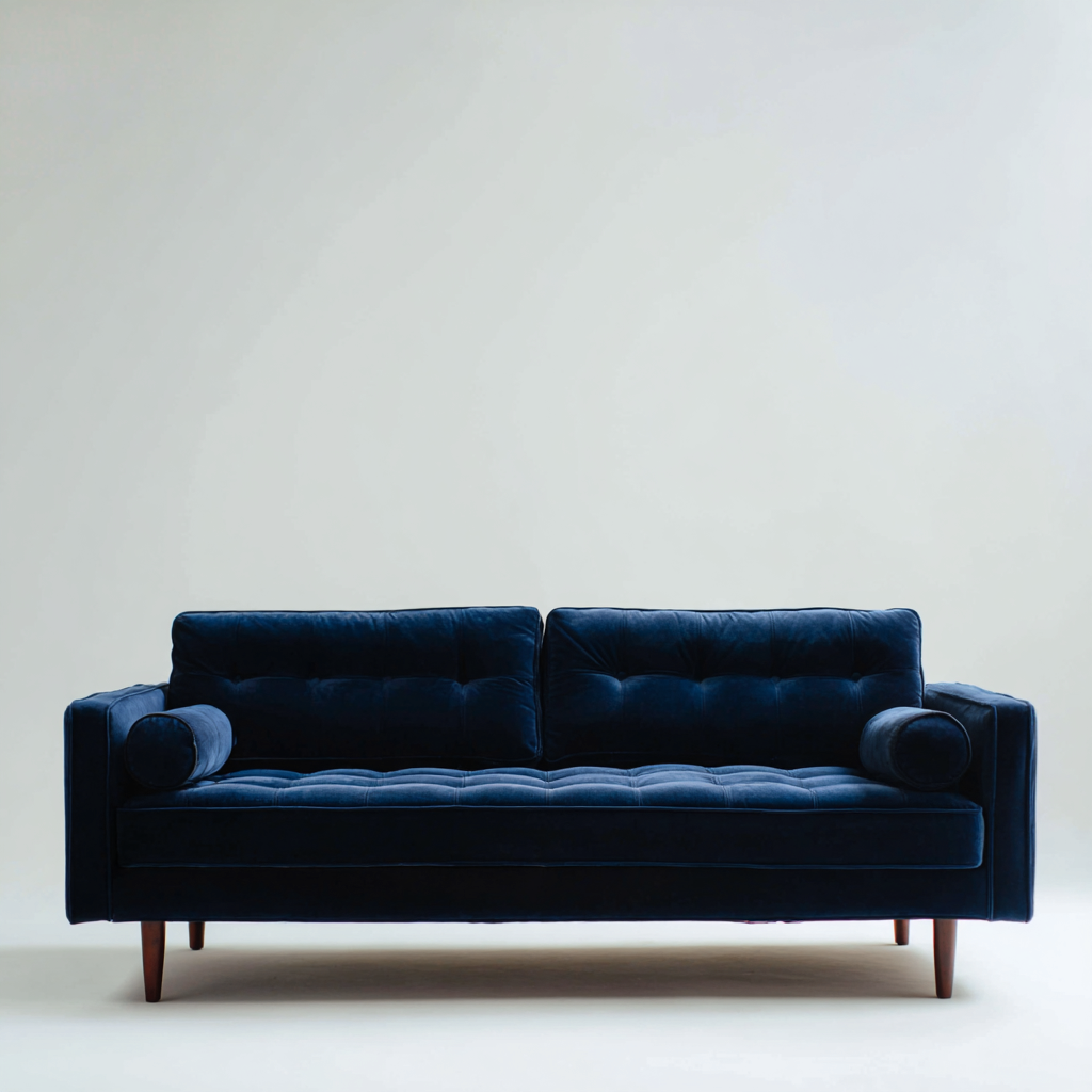 Divano a 3 posti in velluto 215x92x82 cm - blu scuro - stile moderno per soggiorno-Lilaihaus