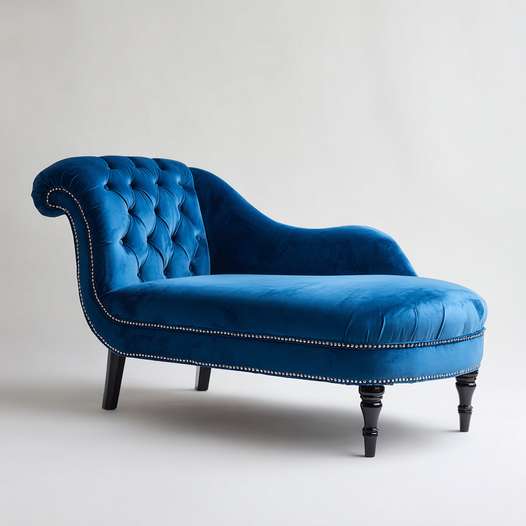 Chaise longue in velluto 170x74x86 cm - Blu - Stile classico per soggiorno-Lilaihaus