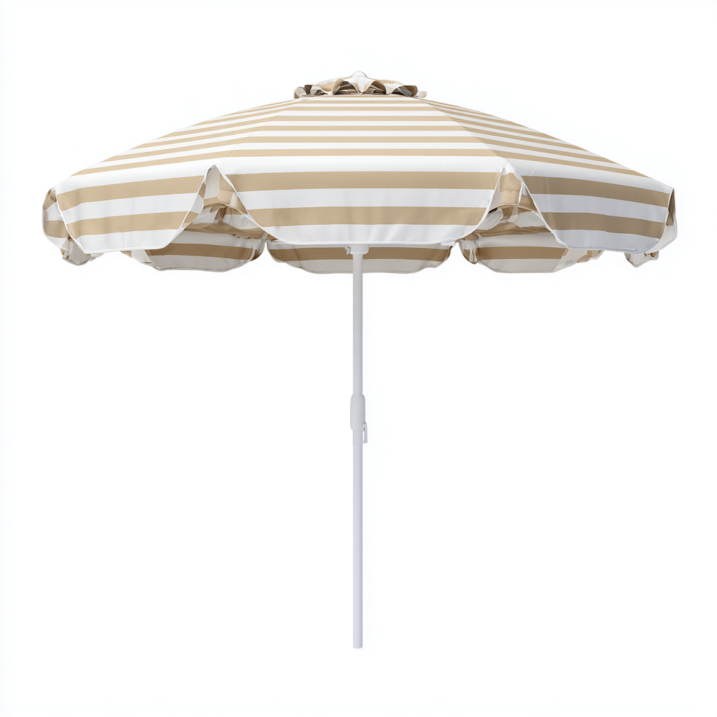 Ombrellone da giardino in tessuto 250x250x235 cm - beige e bianco - stile classico per giardino e terrazza-Lilaihaus