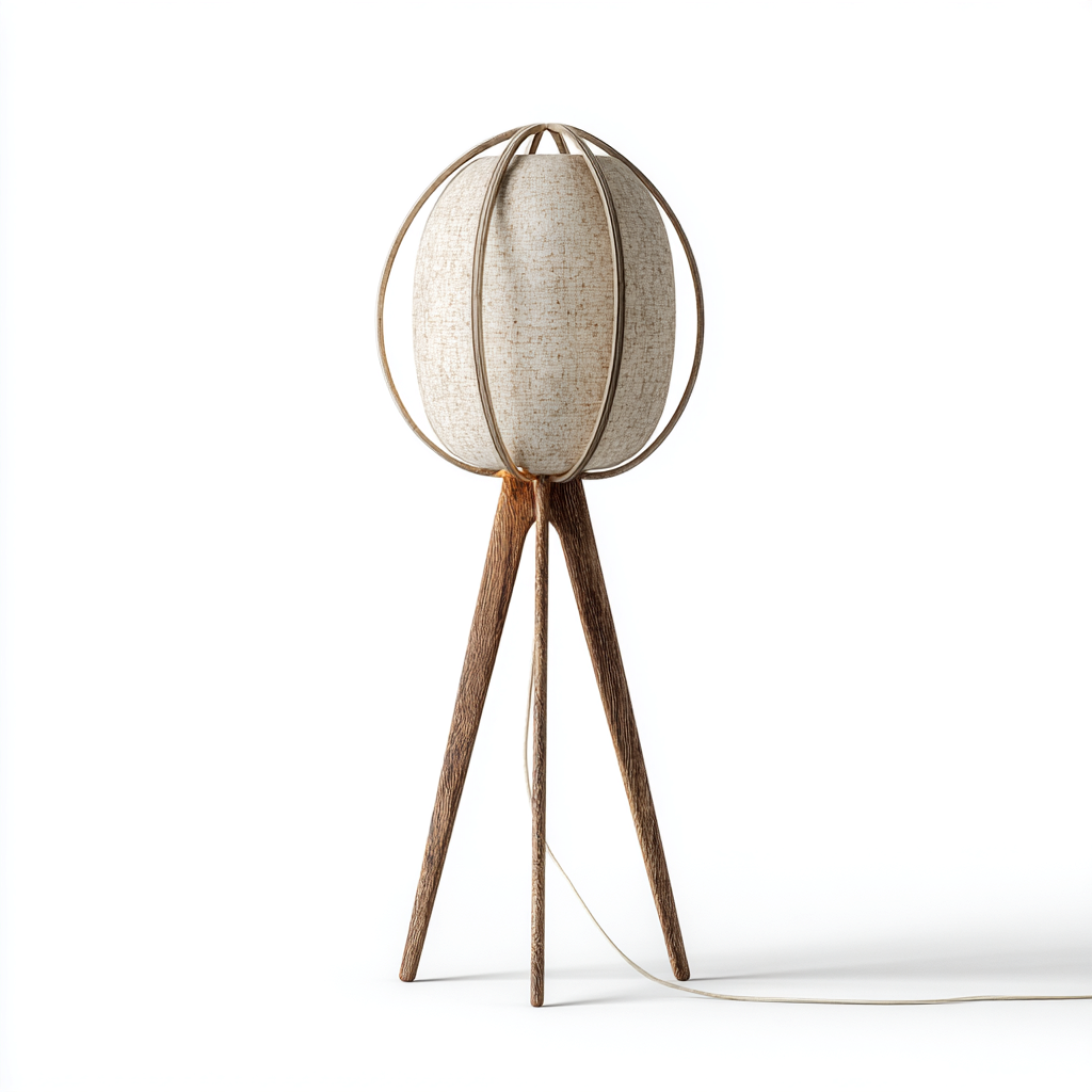 Lampada da terra in legno e tessuto 45x45x150 cm - beige - legno naturale - per soggiorno e camera da letto - design nordico-Lilaihaus