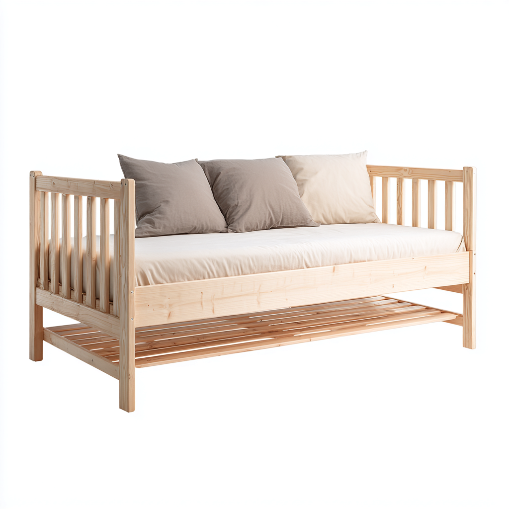 Divano letto in legno 200x90x80 cm - colore naturale - adatto alla camera da letto - design moderno-Lilaihaus