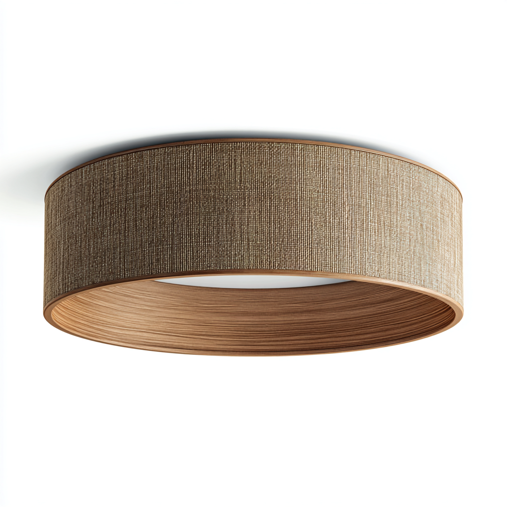 Lampada da soffitto in tessuto e legno 45x45x15 cm - beige - per soggiorno e camera da letto - stile naturale contemporaneo-Lilaihaus