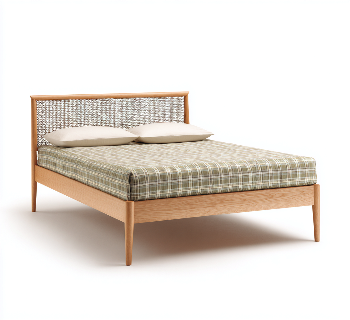Letto matrimoniale in legno per camera da letto 200x180x105 cm - rovere chiaro - design naturale-Lilaihaus