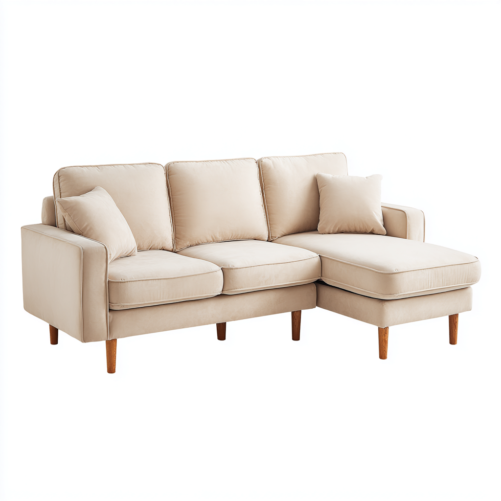 Divano angolare in tessuto 265x160x84 cm - Beige - Design moderno per soggiorno-Lilaihaus