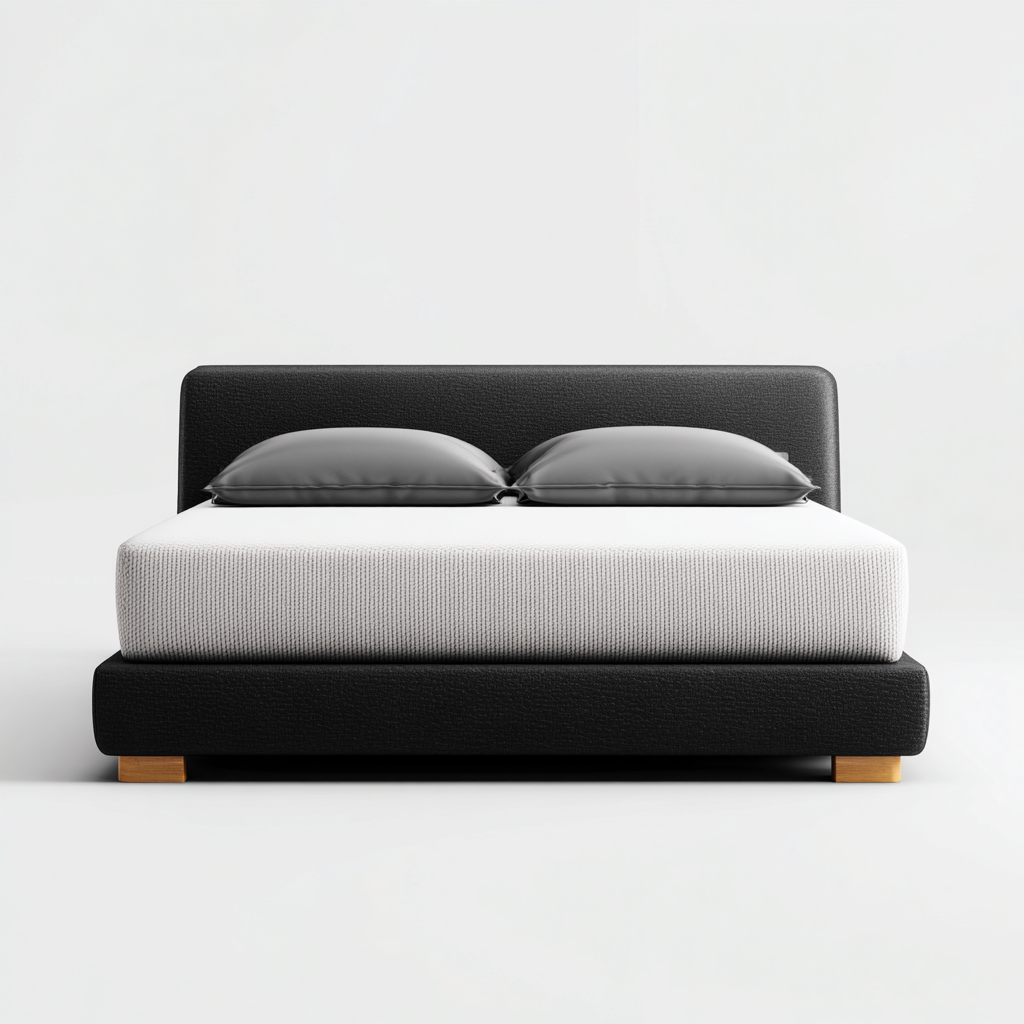 Letto matrimoniale rivestito in vera pelle per camera da letto 200x180x105 cm - nero - design moderno-Lilaihaus