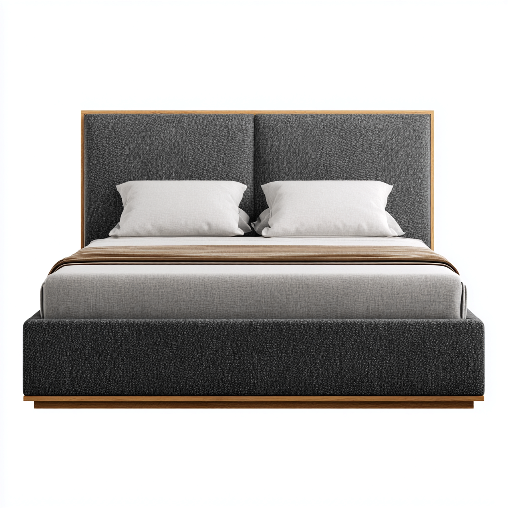 Letto matrimoniale imbottito in tessuto per camera da letto 200x180x108 cm - grigio scuro - design moderno-Lilaihaus