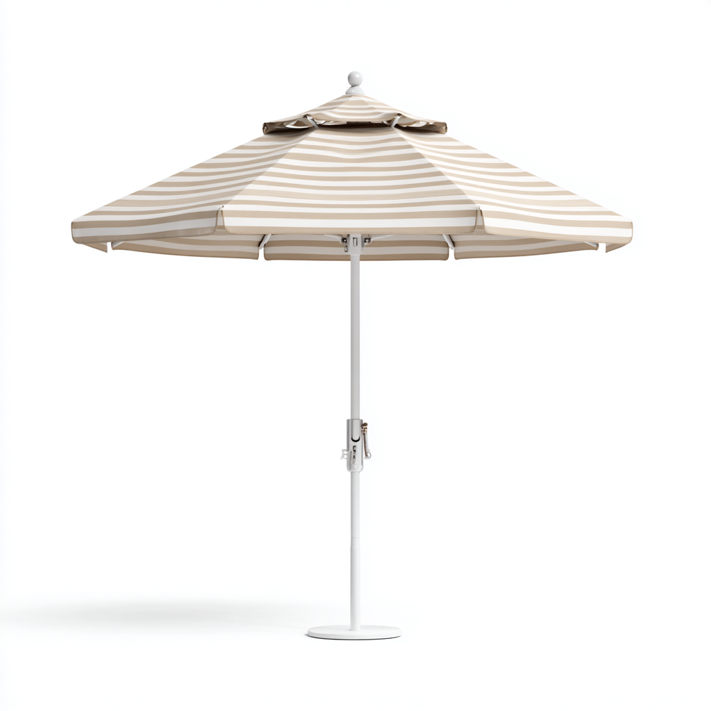 Ombrellone da giardino in tessuto 280x280x245 cm - beige e bianco - stile classico per giardino e terrazza-Lilaihaus